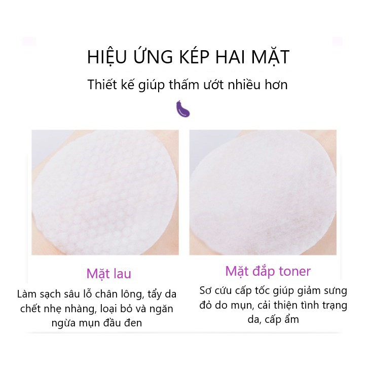 Bông Toner Tinh Chất Cà Tím HUNMUI HM29 làm sạch da, giảm mụn 110ml (2ml x 55 miếng)