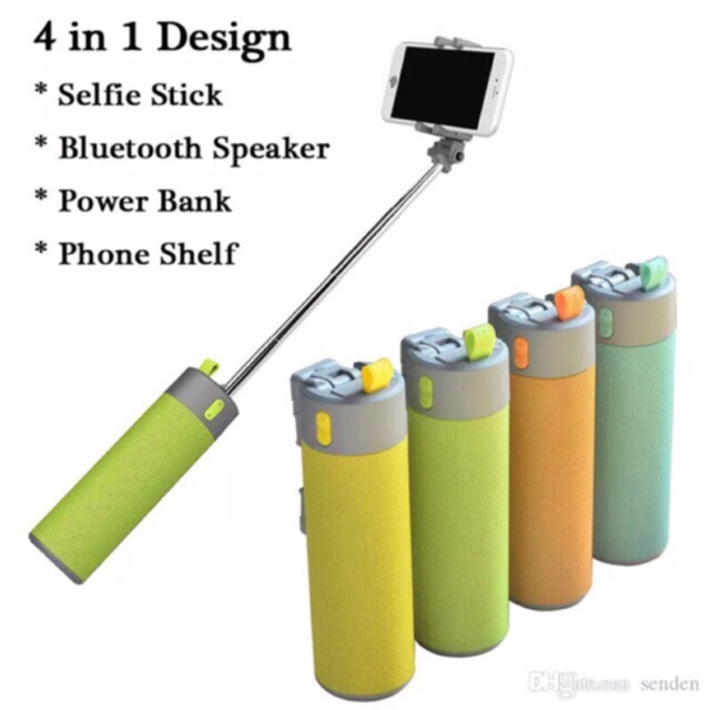 Gậy Selfie Tích Hợp 4in1 Loa Bluetooth, Sạc Dự Phòng, Gía Đỡ Điện Thoại Và Đèn Pin | BigBuy360 - bigbuy360.vn