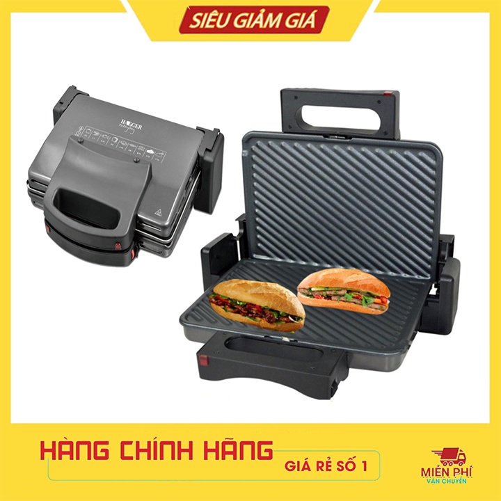 Máy kẹp nướng bánh mỳ đa năng Haeger công suất lớn 2000W