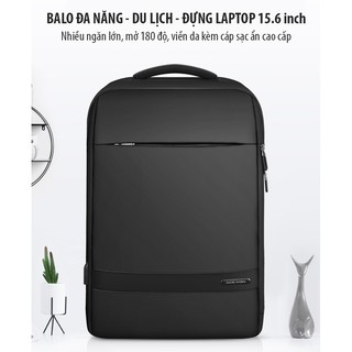 Balo đựng Laptop, Macbook 15.6 inch Mark Ryden nhiều ngăn lớn mở 180 độ viền da kèm cáp sạc ẩn cao cấp thumbnail