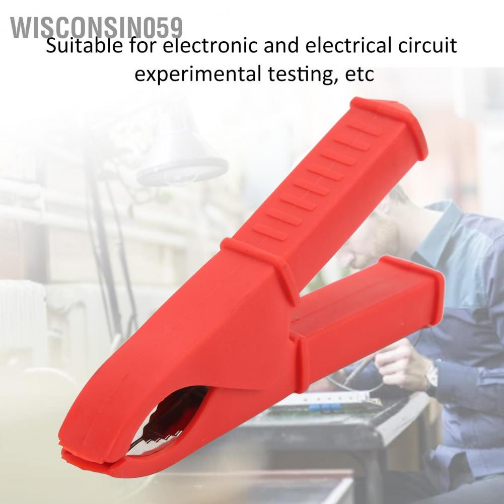 Wisconsin059 2 Pcs Insulated Clip 100mm All Copper Battery Electrical Test Insulation Spring Alligator