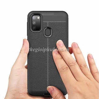 Ốp Lưng Samsung Galaxy M21 2020 Vân da Auto Focus ( Đen )