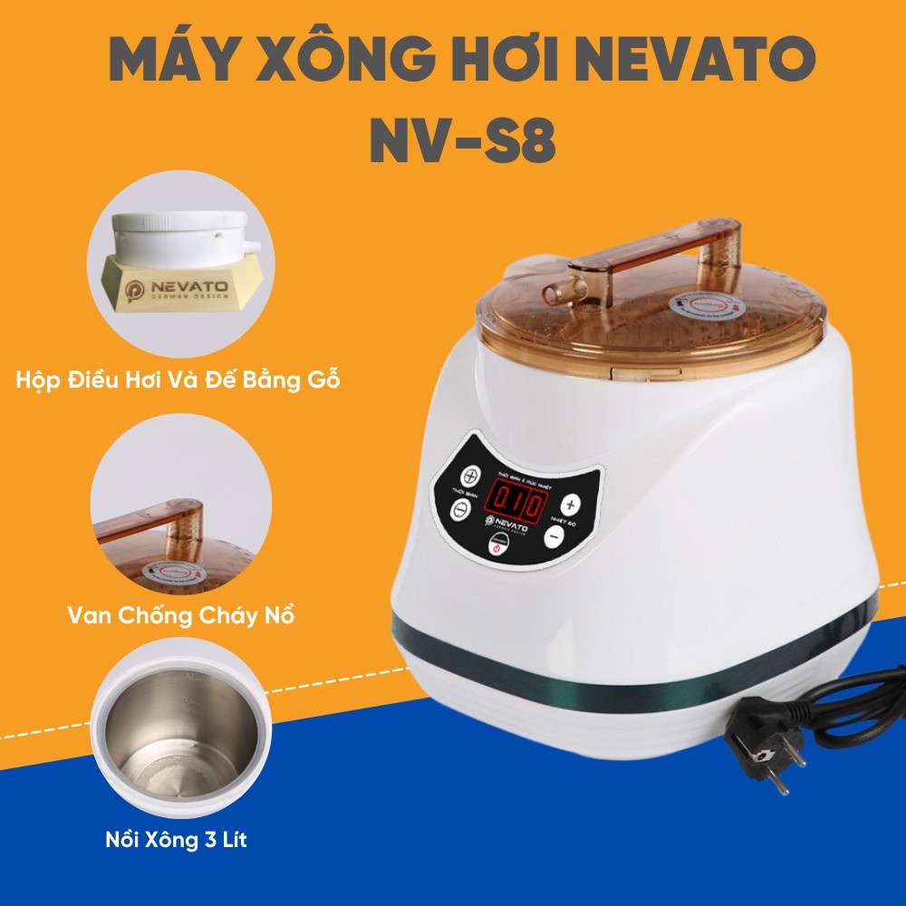 Máy Xông Hơi Giải Cảm Nevato NV-S8 Công Suất 1500W Dung Tích Nồi Xông 2.8 Lít