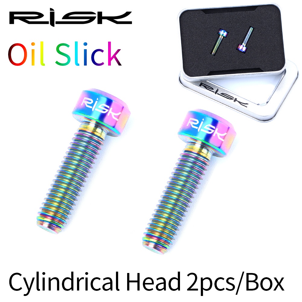 Set 2 Ốc Vít Cố Định Phanh Đĩa Xe Đạp Leo Núi RISK M5x18mm Bằng Hợp Kim Titan