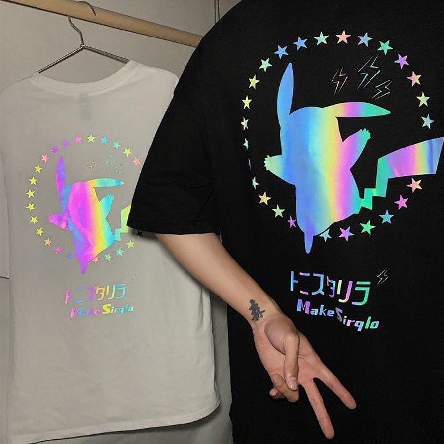 Áo thun phản quang 7 màu tay lỡ nam nữ PIKACHU03