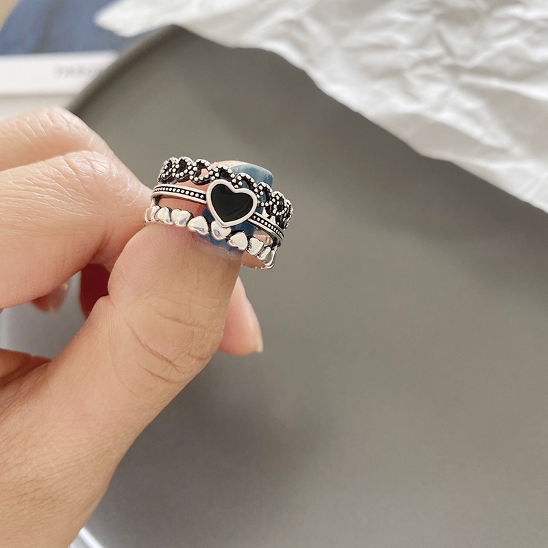 Nhẫn hình trái tim rỗng có thể điều chỉnh phong cách retro cho nữ