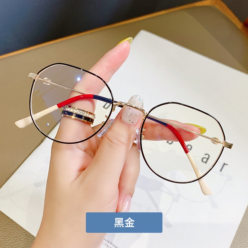 Mắt kính gọng kim loại tròn chống bức xạ phong cách Retro Hàn Quốc