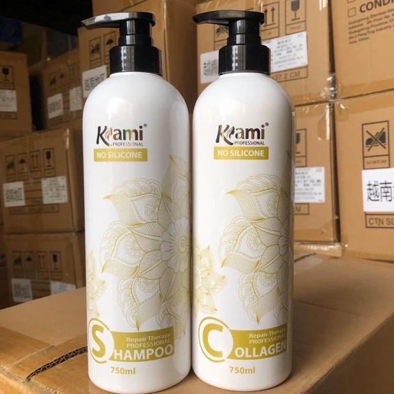 Bộ 3 Siêu Dưỡng Tóc Kami Hương Nước Hoa - Gội(K chứa silicon) - Collagen(K chứa silicon) - Hấp phục hồi Collagen