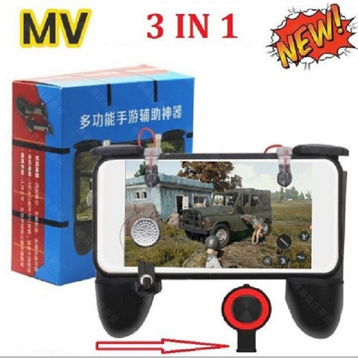 Tay Cầm Game 3 Trong 1 Phiên Bản Tay Cầm Game Kèm Nút Bấm, Nút Di Chuyển Cho Game PUBG, ROS, Free Fire..