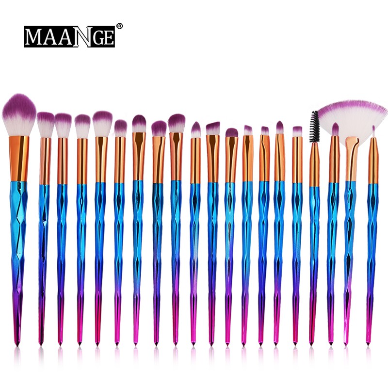 Bộ 20 Cọ Trang Điểm MAANGE Thiết Kế Tay Cầm Họa Tiết Vân Kim Cương Thời Trang 150g