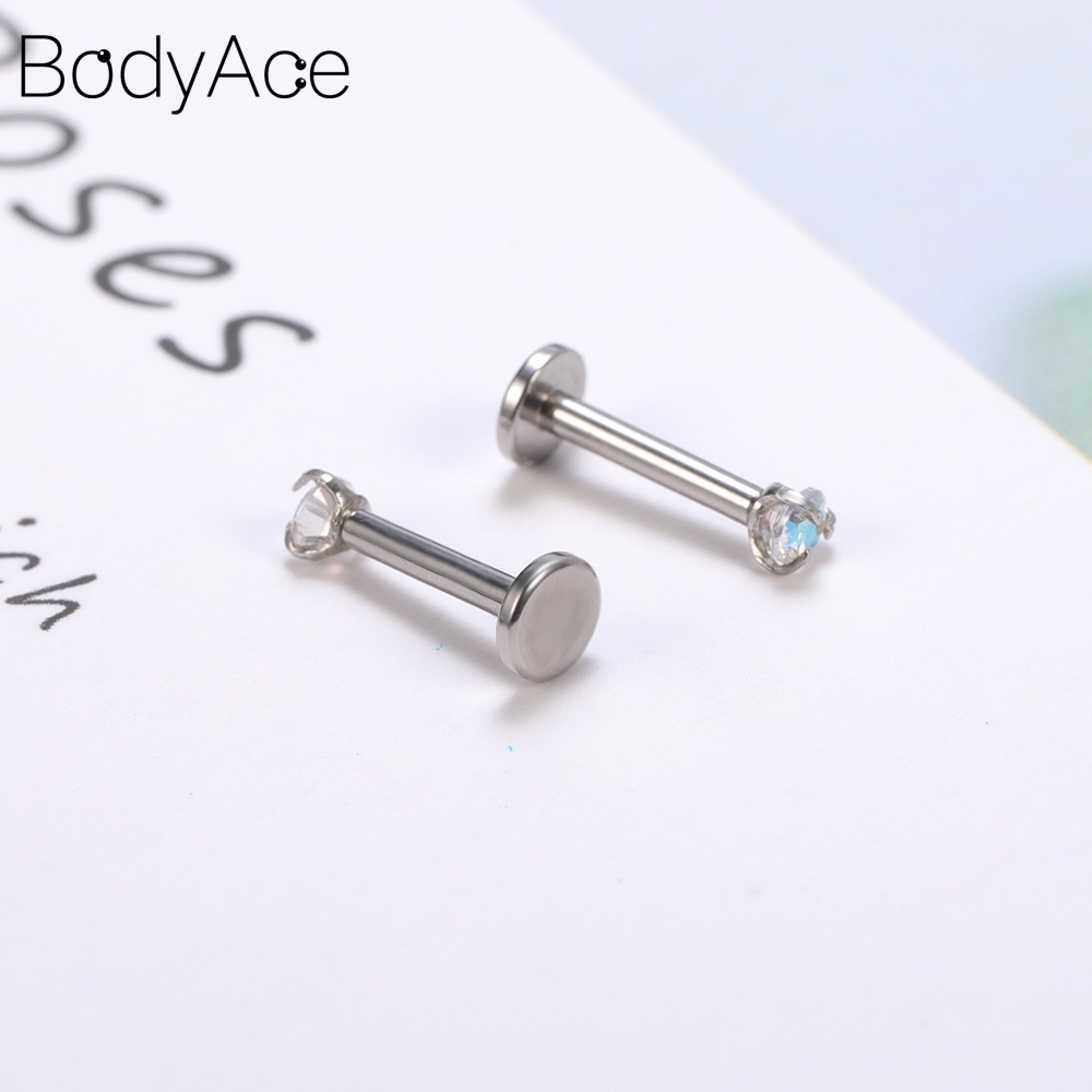 Set 2 khuyên tai/ môi bằng thép không gỉ đính đá thời trang