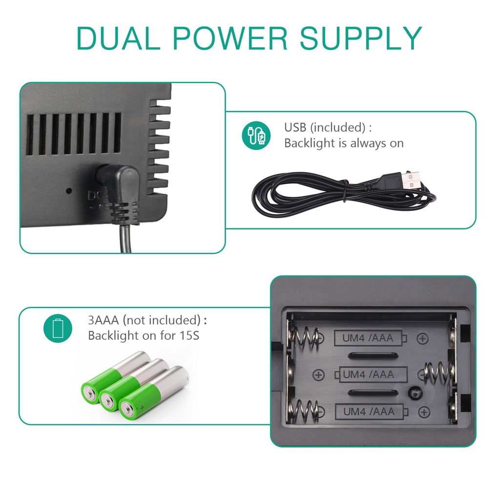 Đồng Hồ Báo Thức Kỹ Thuật Số Mặt Gương 12 / 24H 3 Chế Độ Báo Thức USB / Pin