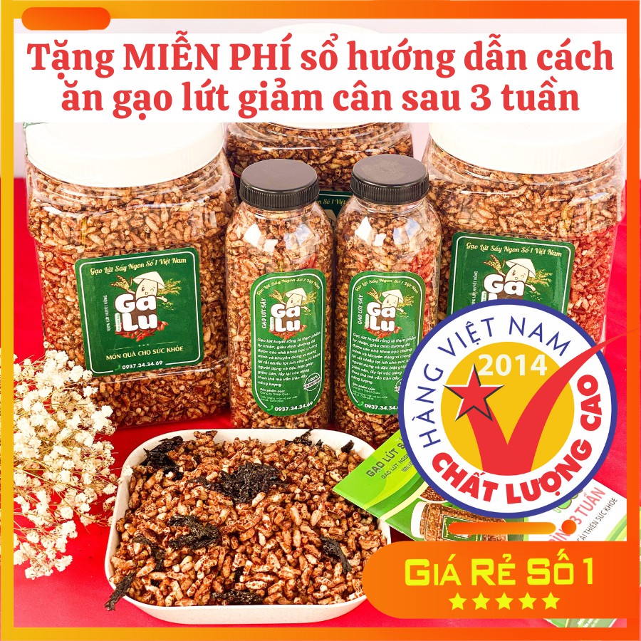 2 Hũ(Túi) Gạo Lứt Sấy Rong Biển Galu 500gram + 1 Chai 120gram + Tặng sổ tay hướng dẫn ăn gạo lứt giảm cân sau 3 tuần.