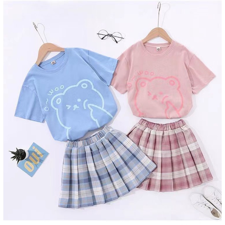Bộ Áo Thun Tay Ngắn + Chân Váy Thời Trang Mùa Hè Dành Cho Bé Gái 5 6 8 10 12 Tuổi 2022
