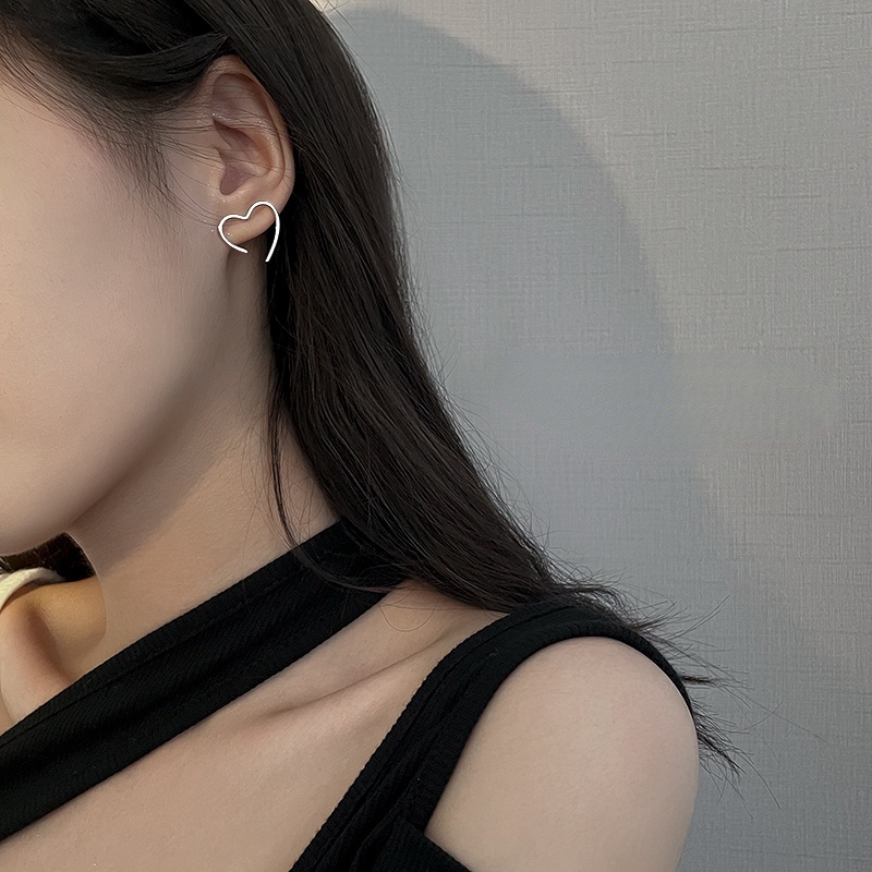 Bông tai mạ bạc 925 hình trái tim thời trang