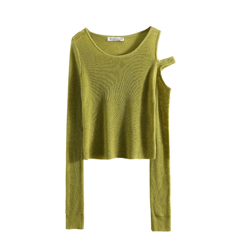 COZOK Áo thun dệt kim tay dài màu sắc đơn giản thời trang cho nữ