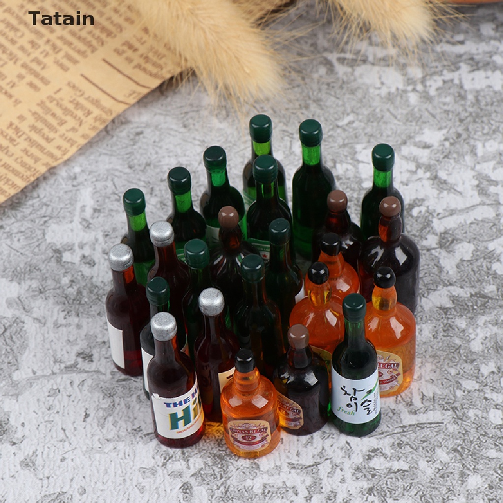 Set 8 chai rượu mini tỉ lệ 1:12 trang trí nhà búp bê