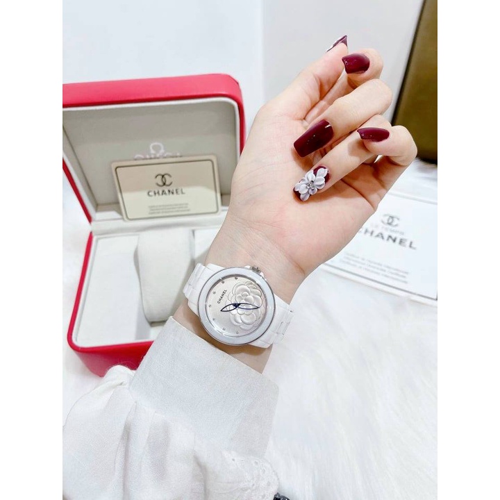 - Đồng hồ nữ cao cấp ChanelJ12 Mặt hoa đá 3D-Auth-Luxury diamond watch