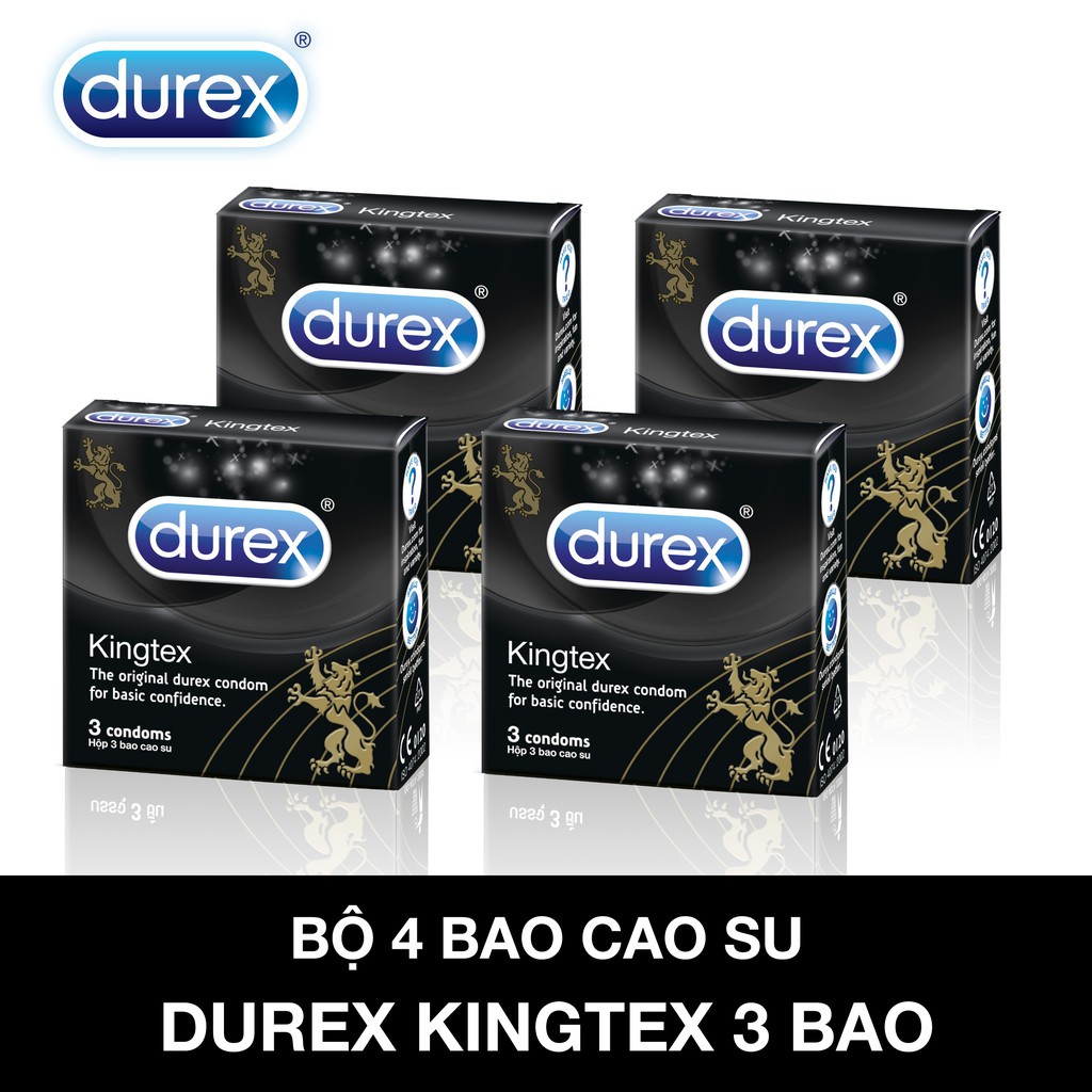 [Chính Hãng] - Bao cao su Durex Kingtex HỘP 3 CÁI  Size 52mm - BCS Ôm Sát - Kéo dài thời gian yêu hiệu quả