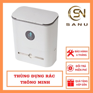 Thùng đựng rác thông minh - thùng rác có nắp đậy cài gắn cánh, treo tủ bếp - sanu