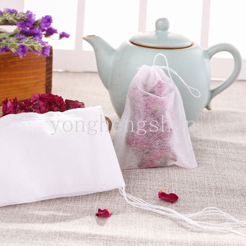 Set 100 Túi Lọc Trà Bằng Vải Không Dệt Có Dây Rút Tiện Dụng