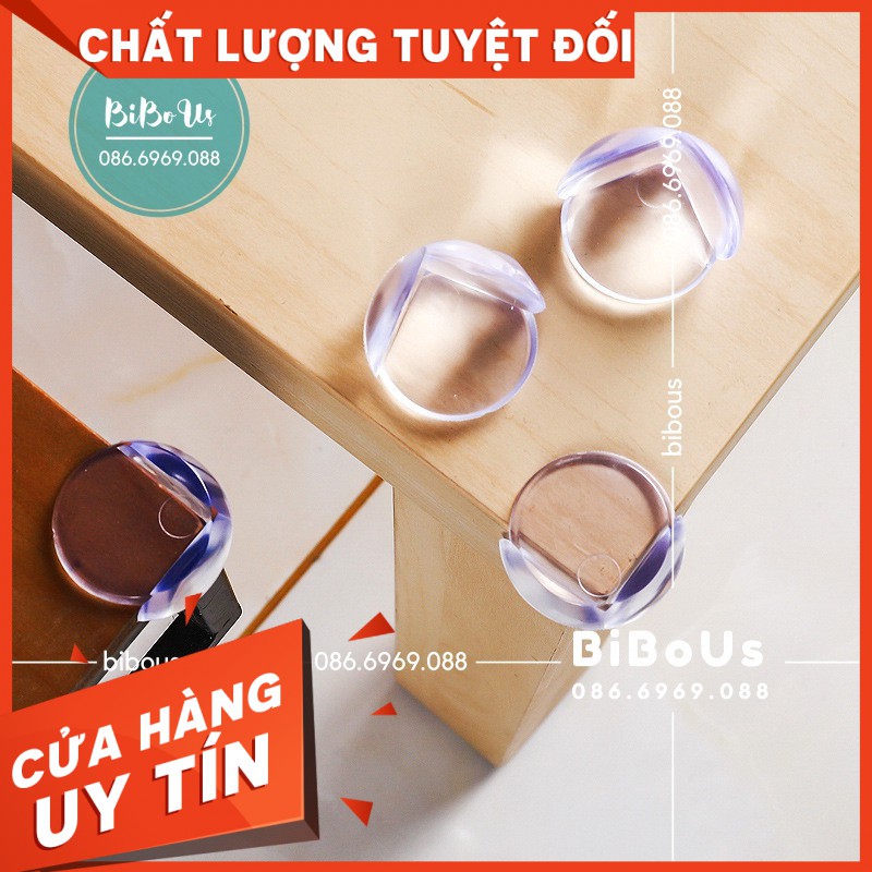 Set 4 chiếc Bịt góc cạnh bàn silicon an toàn cho bé (hình tròn), set silicon nhựa dẻo che cạnh góc bàn