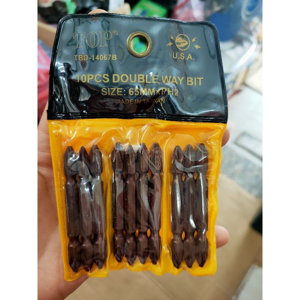 Mũi vít 2 đầu, đầu vít 4 cạnh 65mm Top xi nâu  chịu lực tốt, cứng cáp siêu rẻ dùng siết và mở ốc tiện lợi - đầu bắn vít