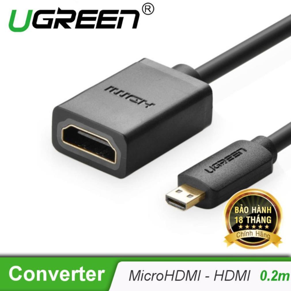 Mua ngay Cáp chuyển đổi micro HDMI đực sang HDMI cái dài 20cm UGREEN 20134 (màu đen) . [Giảm giá 5%]