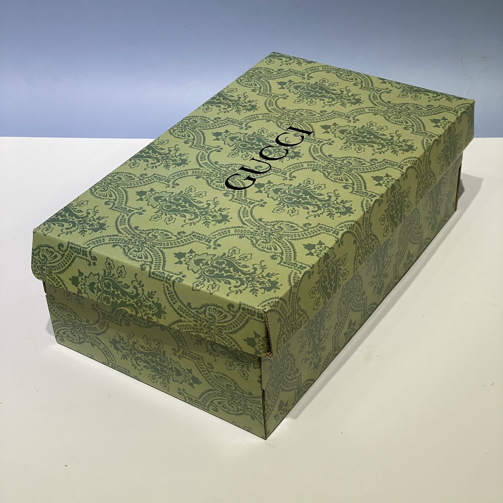 PK Hộp giấy carton Gucci Xanh đựng giày dép quần áo mũ nón gói quà đóng hàng giá rẻ kèm bill thẻ giấy lụa nhật