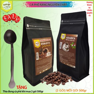 COMBO 1Kg Cafe (ROBUSTA 500g + ARABICA 500g) - TẶNG thìa đong Cafe - Coffe New