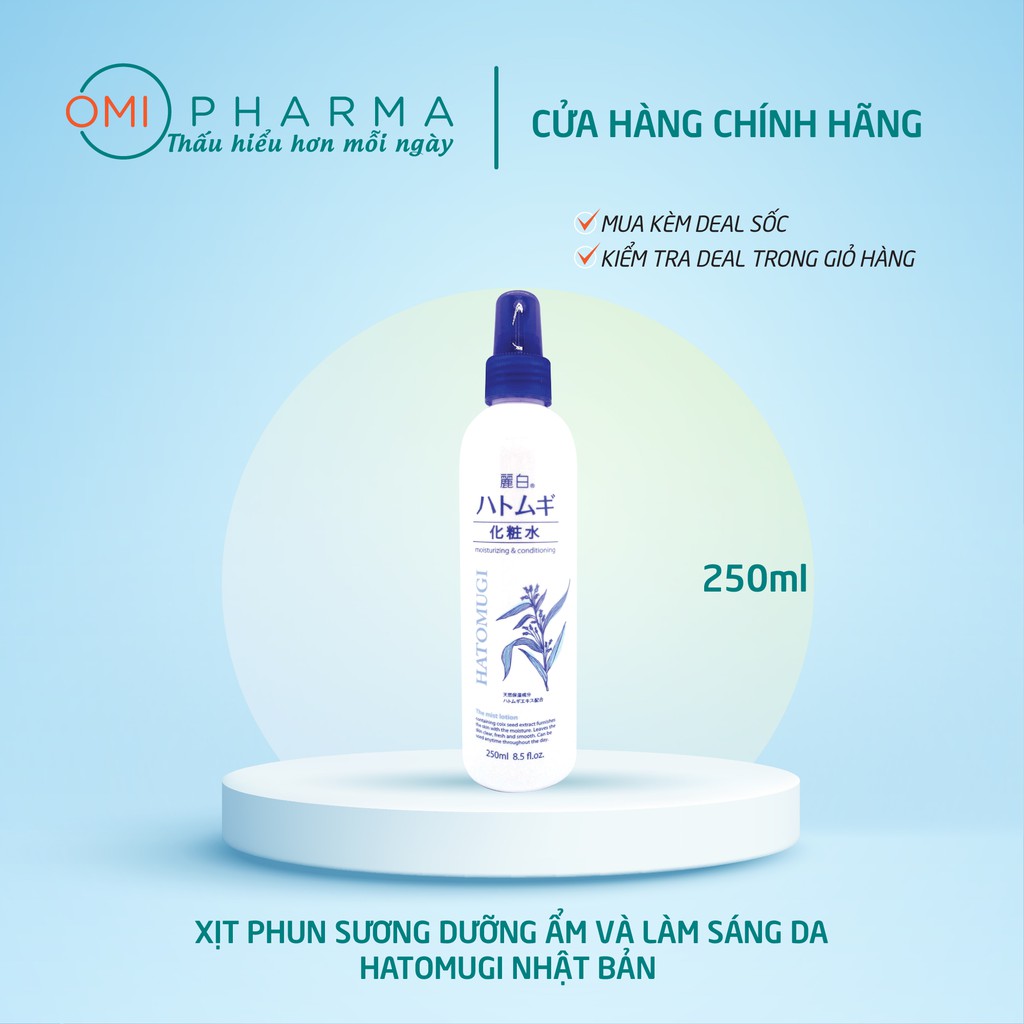 Xịt Khoáng Phun Sương Dưỡng Ẩm Và Làm Sáng Da Hatomugi Nhật Bản (250ml)