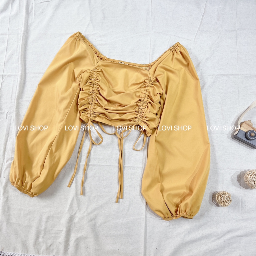 LOVI SHOP- Áo kiểu rút dây 4 màu sang chảnh