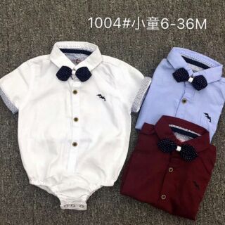Body sơ mi gài đũng kèm nơ/cavat cho bé trai 6-36m