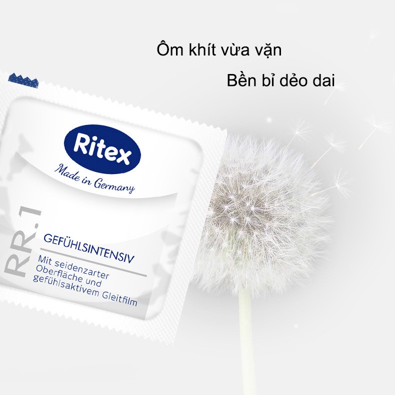 Bao cao su Ritex RR.1 – Cảm xúc mãnh liệt thiết kế mỏng, trong suốt, kiểu dáng truyền thống, bề mặt mềm mịn