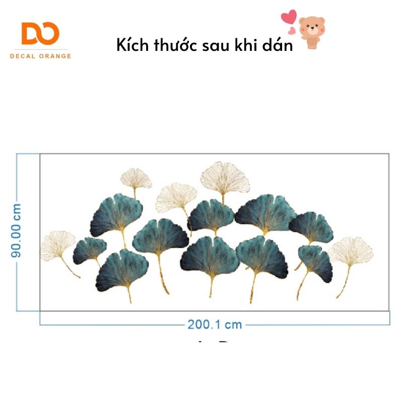 Decal dán tường 3D lá bạch quả trang trí phòng ngủ phòng khách