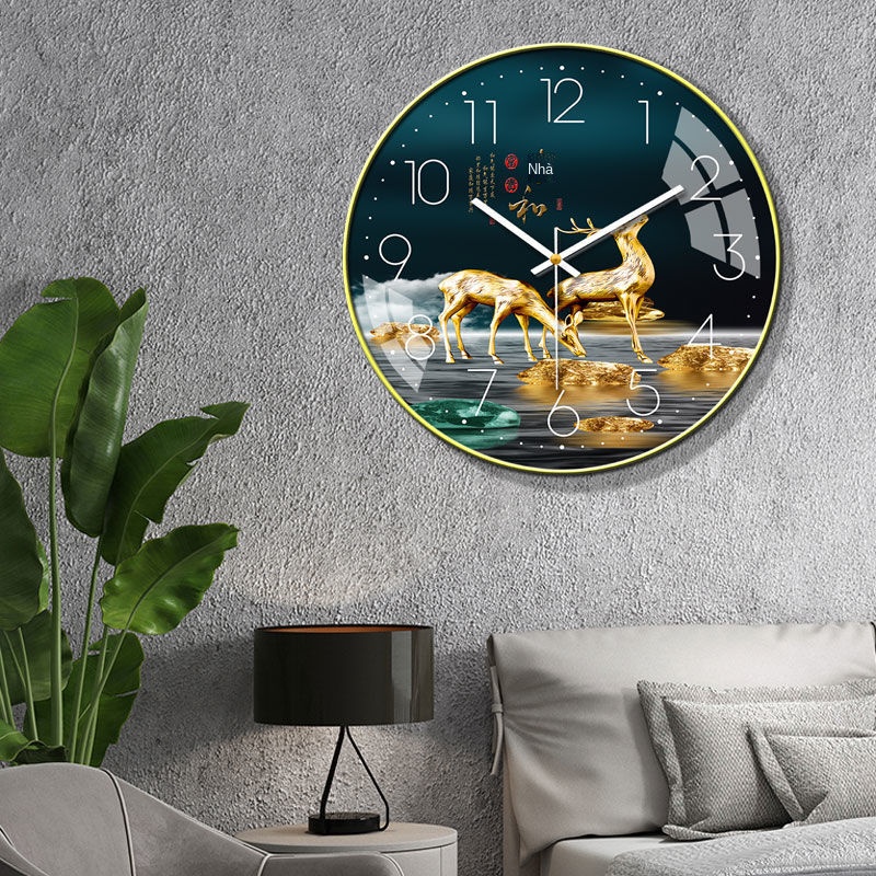 ❈Tắt tiếng đồng hồ treo tường nhà phòng khách Ánh sáng Bắc Âu phòng ngủ sang trọng nghệ thuật sáng tạo thời trang mới đồ