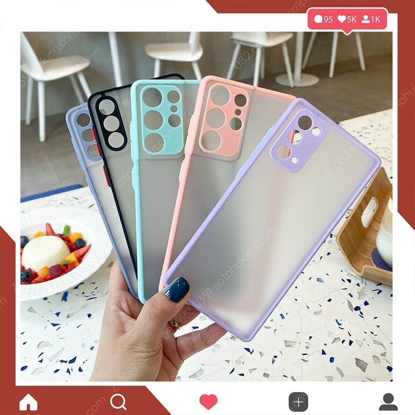 Ốp lưng  Oppo Reno 5 , Reno 6  trong nhám mờ chống ố, chống bẩn, viền màu, bảo vệ camera lo