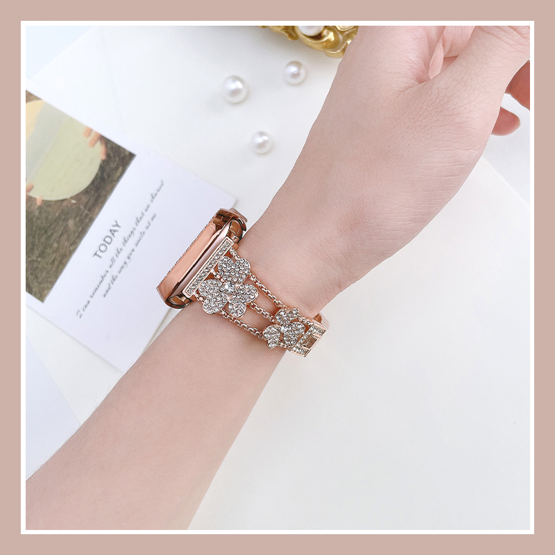 Dây Đeo Inox Đính Đá Cho Đồng Hồ Thông Minh apple watch 7th se 6 5 4 3rd 38 / 40 42 / 44