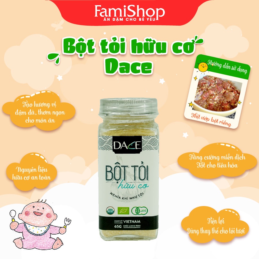 Bột tỏi hữu cơ DACE 65g