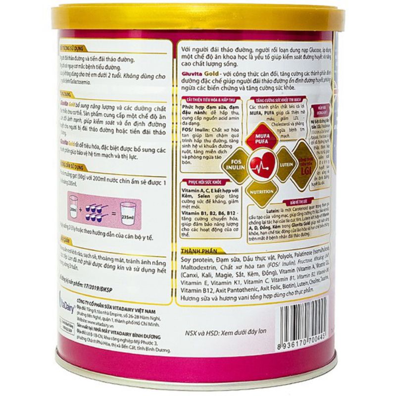 Sữa dành cho người tiểu đường Gluvita Gold 900g