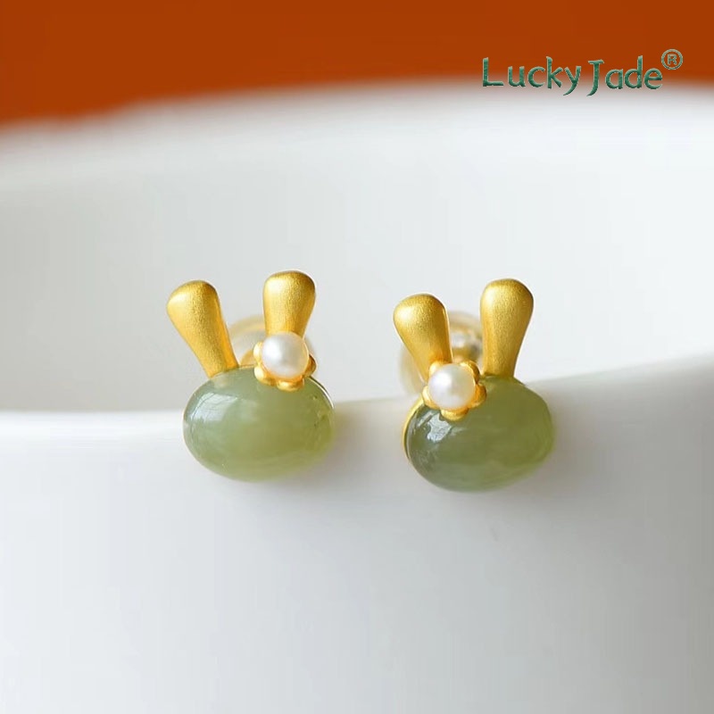 Bông Tai Mạ Vàng 18K Hình Thỏ Dễ Thương