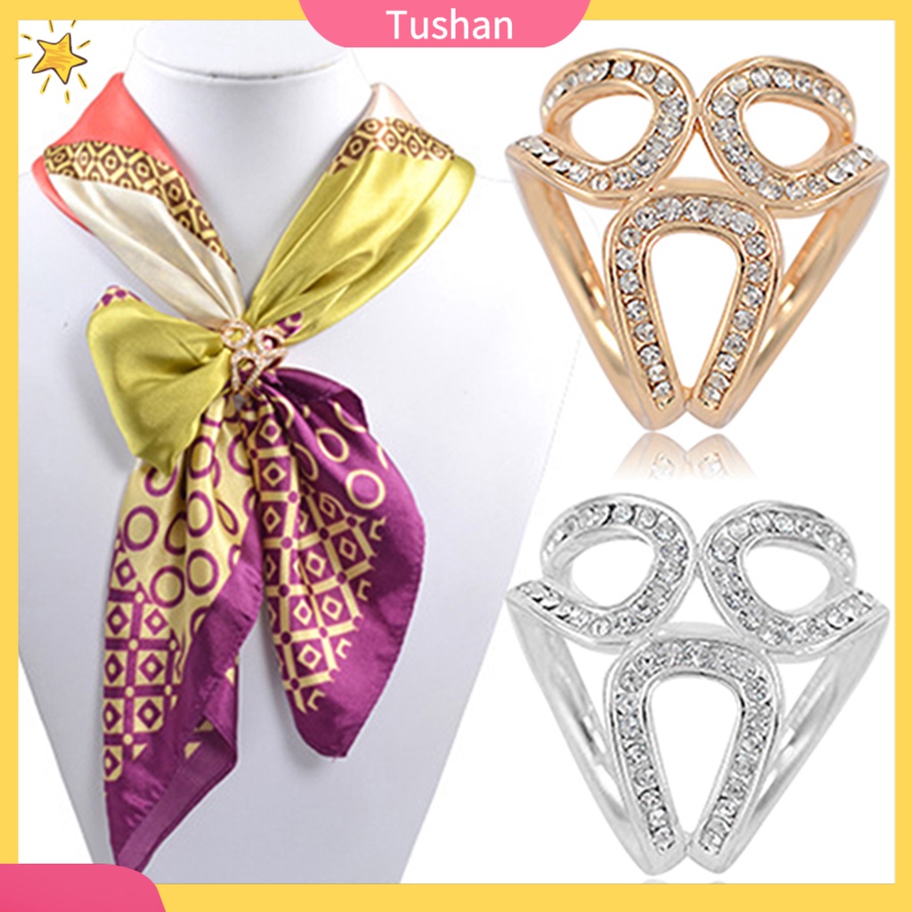 Khuy Cố Định Khăn Choàng Cổ Hình Vòng Hoa Đính Đá Thanh Lịch