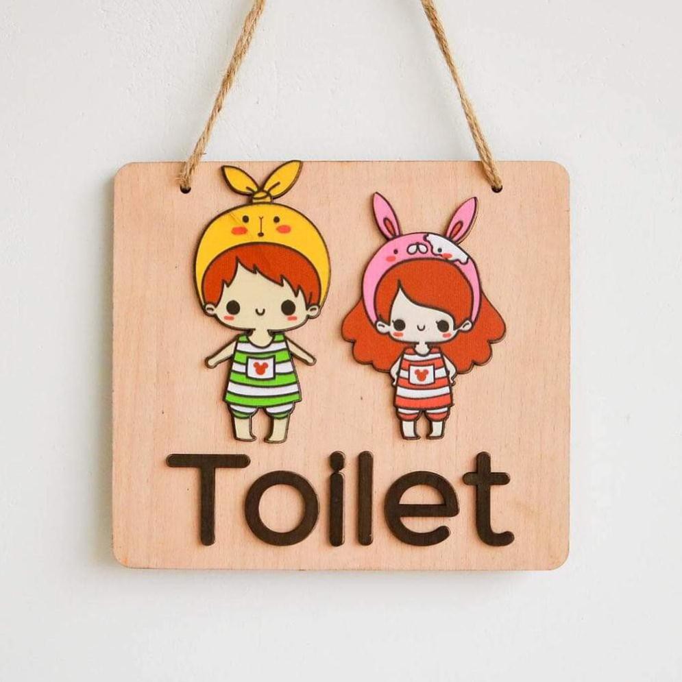 Bảng gỗ Toilet - WC treo cửa phòng, trang trí nhà cửa ấn tượng nhiều mẫu mã