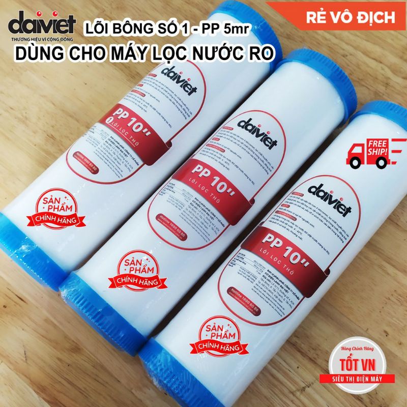 [Chính Hãng] Combo 3 Lõi lọc số 01 - PP 5 micron Daikio - Đại Việt