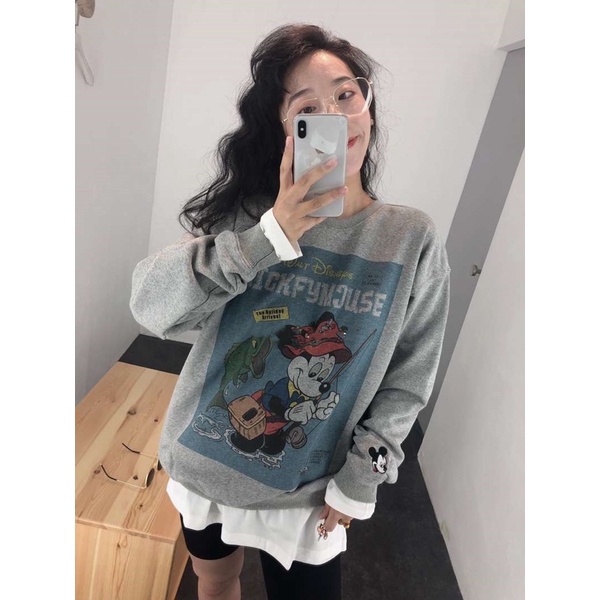 BÁN SỈ ÁO NỈ DT MICKEY MOUSE 2M TRẮNG GHI CHO NỮ | BigBuy360 - bigbuy360.vn