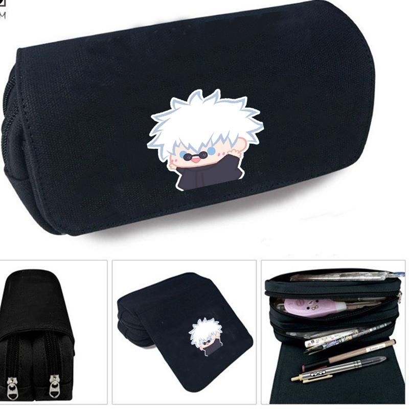 Hộp bút vải canvas in hình JUJUTSU KAISEN VER TẬP THỂ DỤC dễ thương đi học đựng đồ dùng học tập tiện lợi