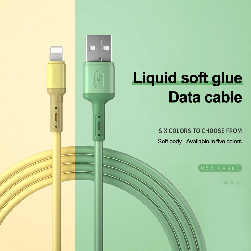 Dây Cáp Sạc Nhanh USB Loại C Bằng Silicone Mềm Dành Cho ios Android 1 / 1.5 / 2M