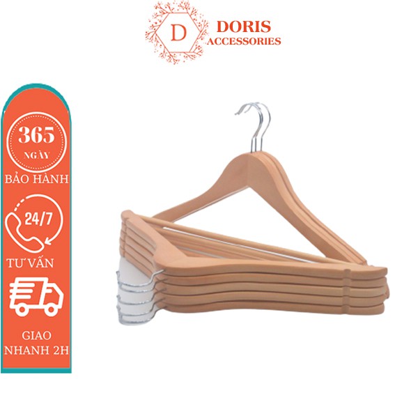 Móc treo quần áo gỗ cao cấp , chất lượng l Móc gỗ treo quần áo có rãnh DORIS ACCESSORIES Sơn bóng chống mối mọt