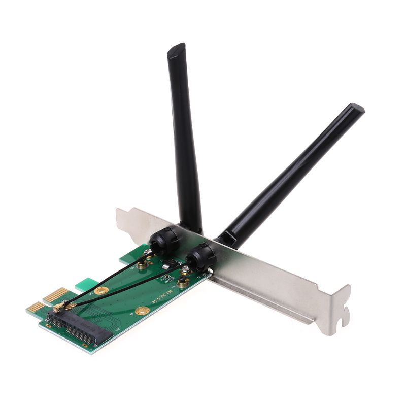 Bộ chuyển đổi thẻ Wifi Mini Pci-E sang Pci-E với 2 Anten bên ngoài cho máy tính