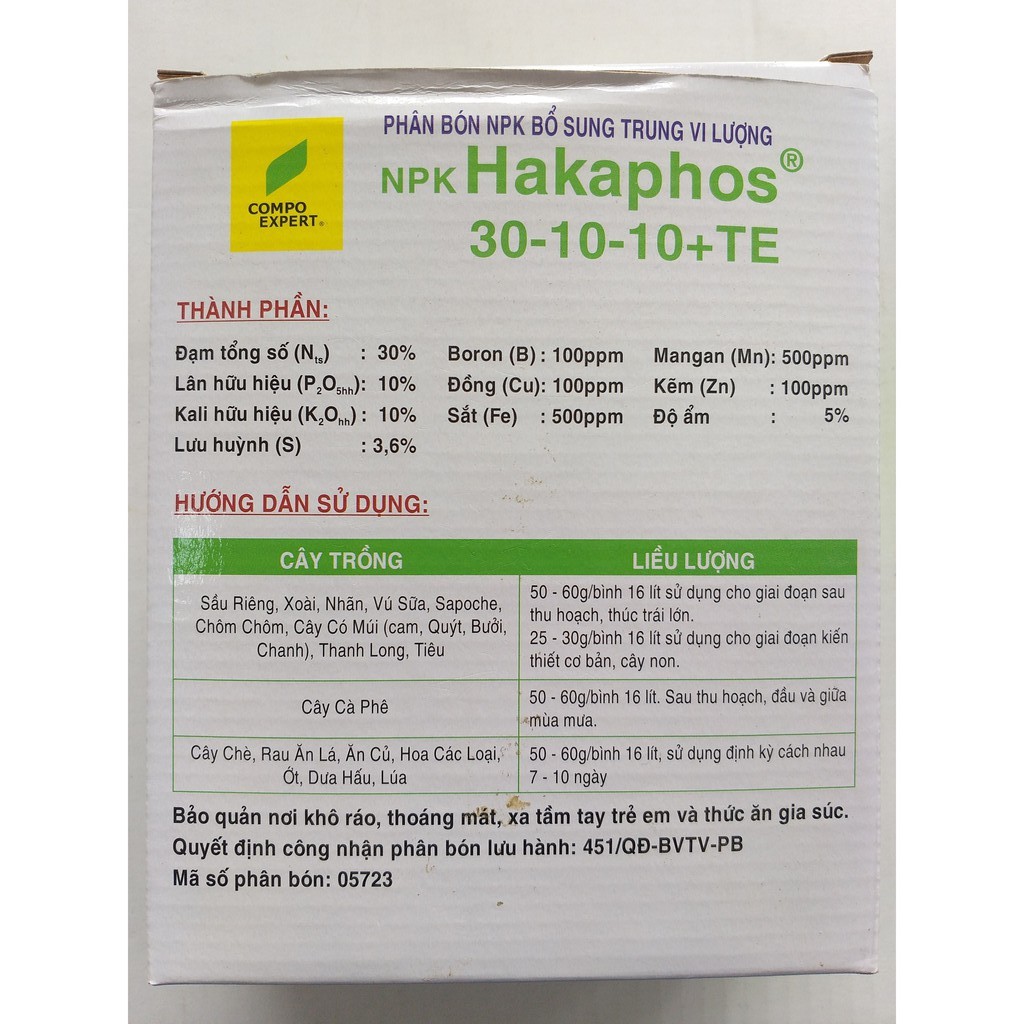 Phân bón NPK bổ sung trung vi lượng - Hakaphos 30-10-10 - Hộp 4 gói